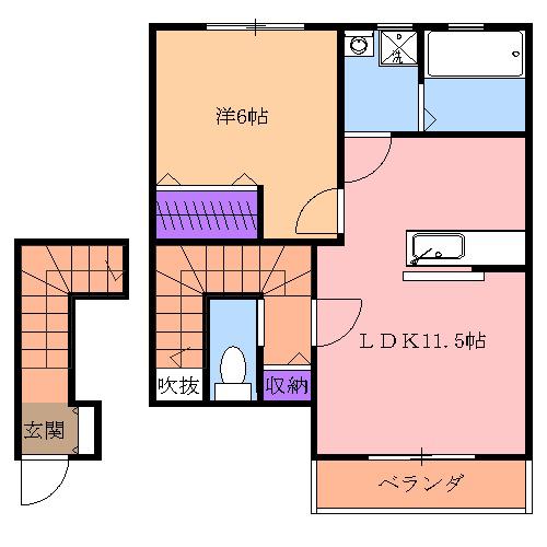レジデンスアルタⅢ(1LDK/2階)の間取り写真