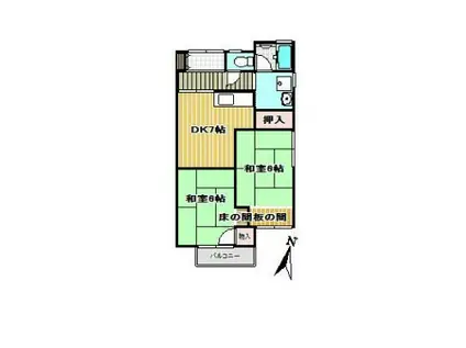 第1ハイツ成田(2DK/2階)の間取り写真