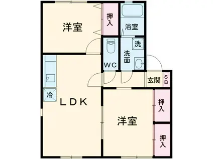 ノーウェアハイツ(2LDK/1階)の間取り写真