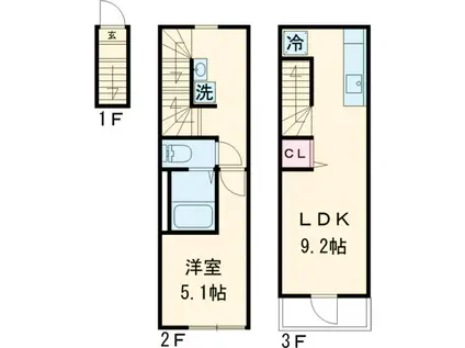 マーレ東武練馬(1LDK/1階)の間取り写真