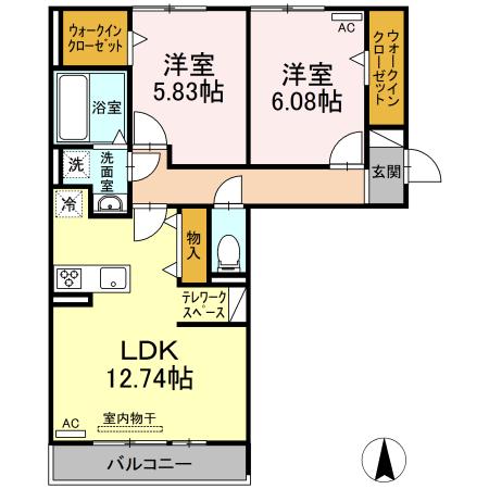 フローラルコート(2LDK/1階)の間取り写真