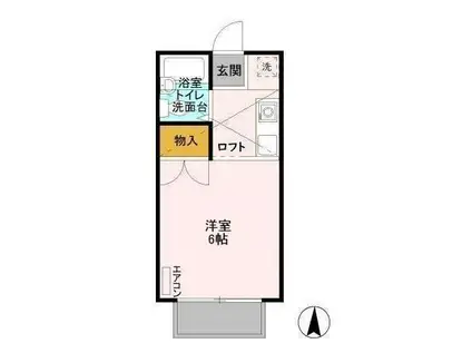 グリーンプラザB(ワンルーム/2階)の間取り写真