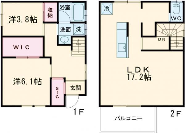 東京地下鉄有楽町線 地下鉄成増駅 徒歩5分 2階建 築45年(2LDK)の間取り写真