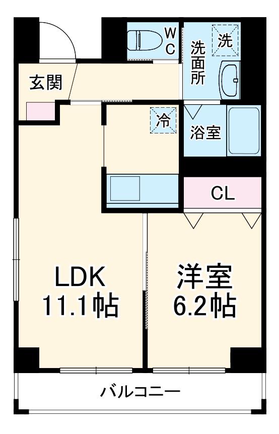 ラピスラズリ(1LDK/5階)の間取り写真
