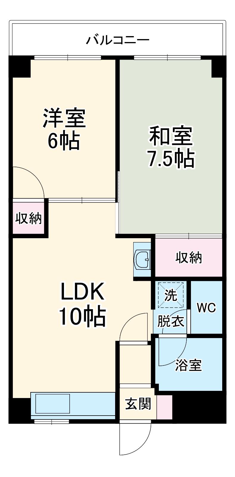 ハイブリッチビル(2LDK/7階)の間取り写真
