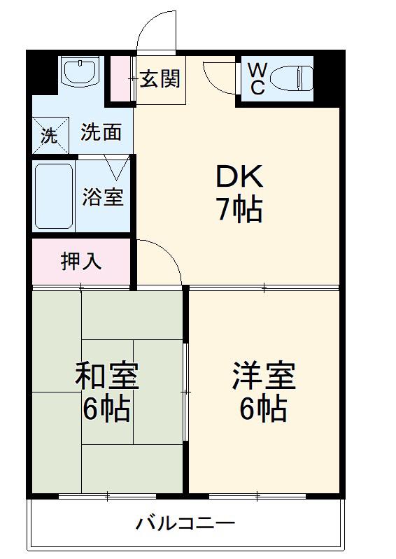 第1浅井マンション(2DK/1階)の間取り写真