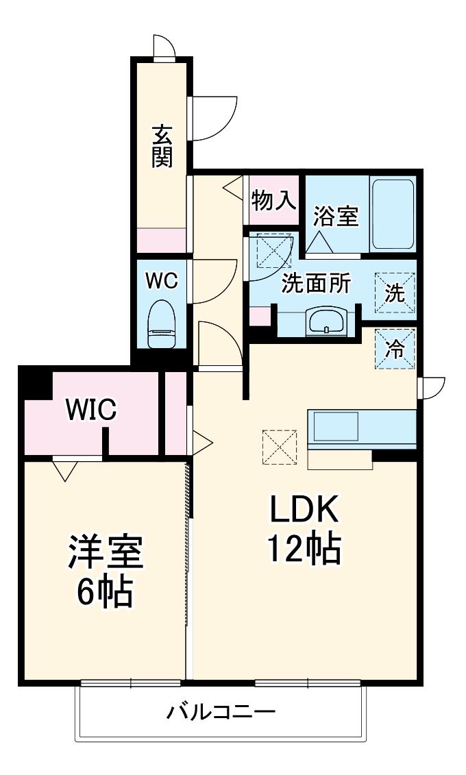 セジュール チェスナットB(1LDK/1階)の間取り写真