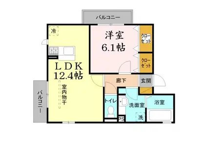 ゴールドパストラル Ⅷ(1LDK/1階)の間取り写真