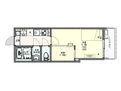 KLEIS西八王子(1K/1階)の間取り写真