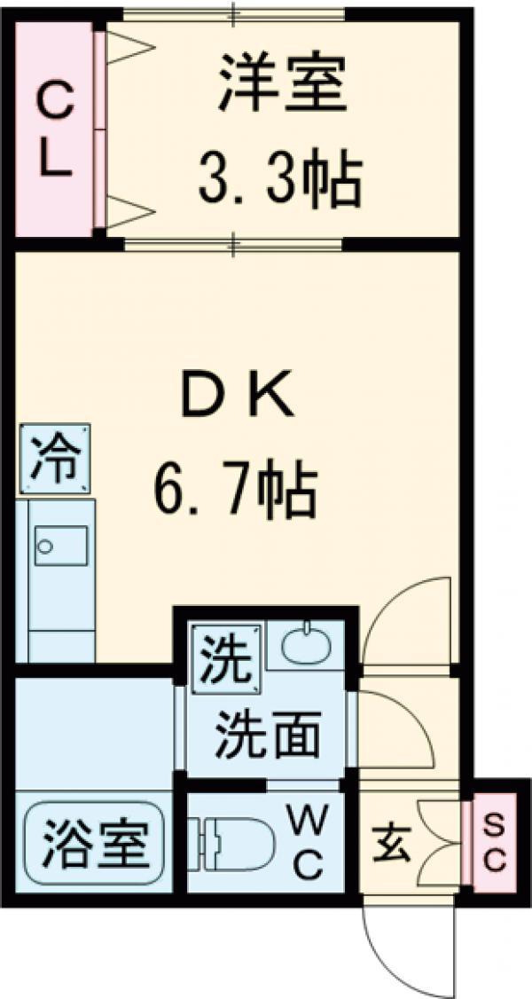 ミハス吉祥寺東町Ⅱ(1DK/1階)の間取り写真