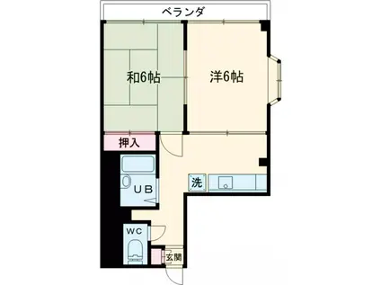 ブライトンハイムⅠ(2DK/2階)の間取り写真