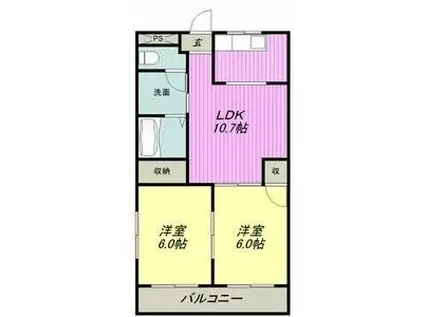 ラ.キャッスルⅡ(2LDK/3階)の間取り写真