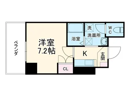 マインズ・コム四条大宮(1K/4階)の間取り写真