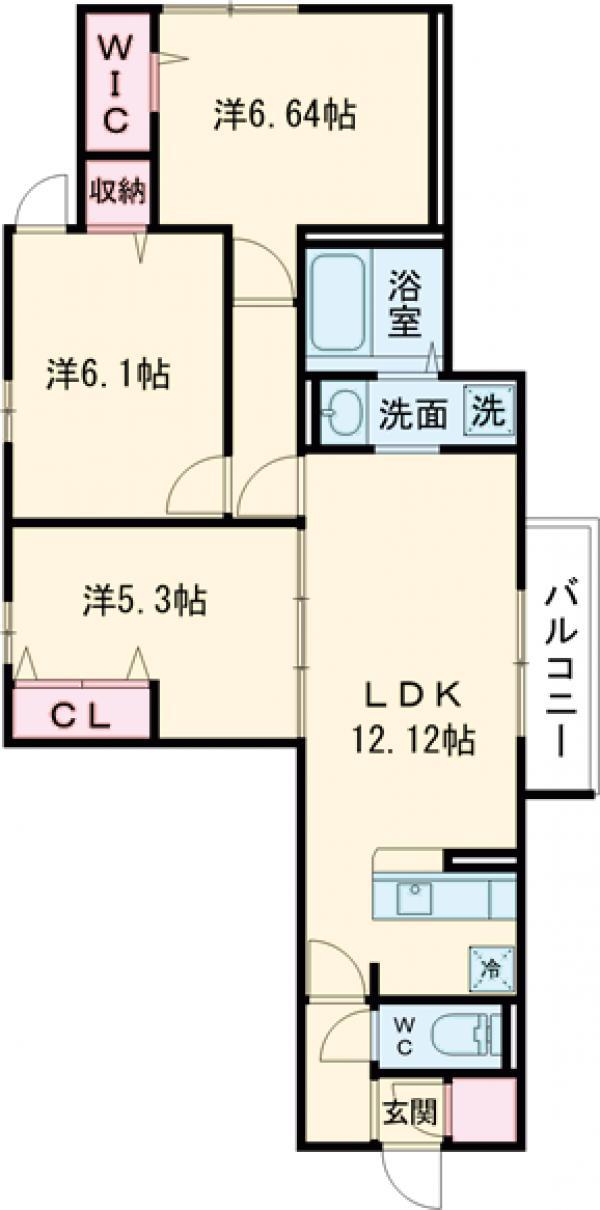 UP GOD HORIKIRI(3LDK/1階)の間取り写真
