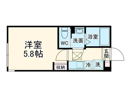 ラシュレ宿河原(1K/1階)の間取り写真