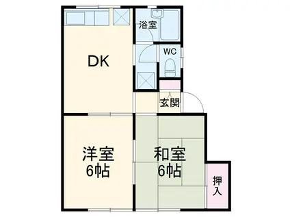 コーポヤマト(2DK/1階)の間取り写真
