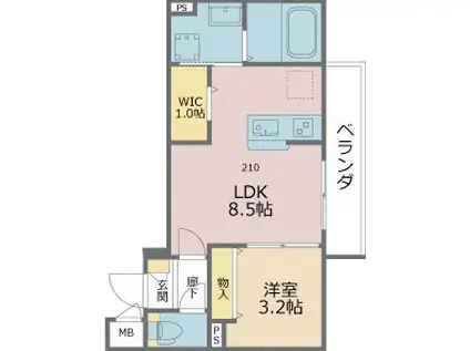 GRANDE CLASSE 新都心(1LDK/2階)の間取り写真