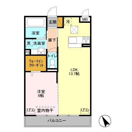 エーデルハイムⅣ(1LDK/1階)の間取り写真