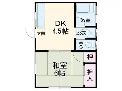 宮島ハイツ(1DK/2階)の間取り写真