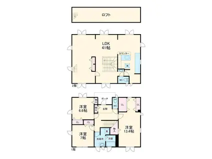 東急田園都市線 市が尾駅 徒歩16分 2階建 築30年(3LDK)の間取り写真