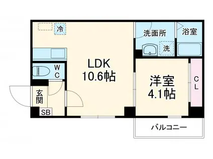 RAFFINE朝日が丘町(1LDK/3階)の間取り写真