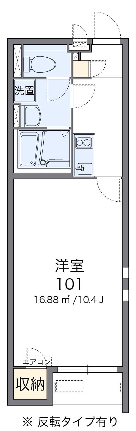 クレイノ巌根Ⅱ(1K/2階)の間取り写真