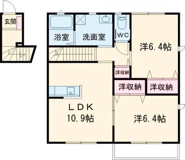 さくらテラスA(2LDK/2階)の間取り写真