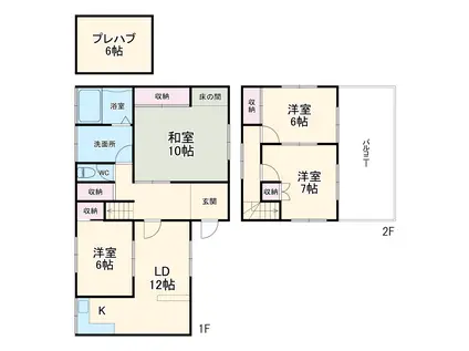 成田線 酒々井駅 徒歩82分 2階建 築44年(4LDK)の間取り写真