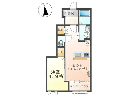 サントル ヴィラージュ村部 A(1LDK/1階)の間取り写真