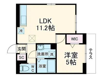 D PAINA 上小田中(1LDK/1階)の間取り写真