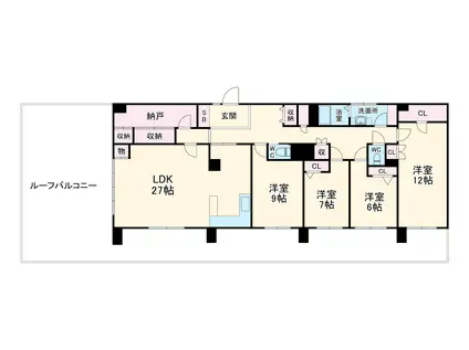 小川町マンション(4LDK/11階)の間取り写真