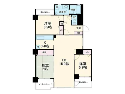 コスモ柏2(3LDK/2階)の間取り写真