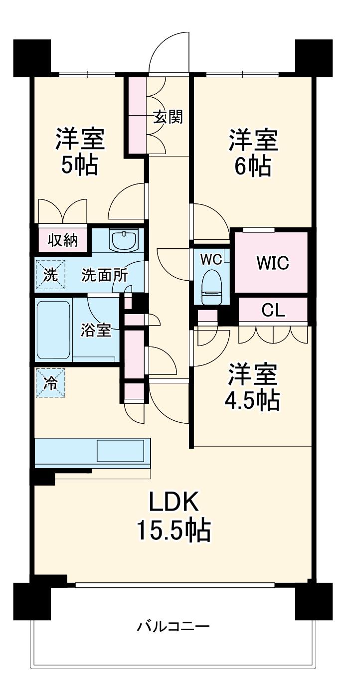 グレーシア海老名(3SLDK/2階)の間取り写真