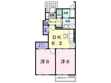 ヴァンクレーヴⅧ(2DK/1階)の間取り写真