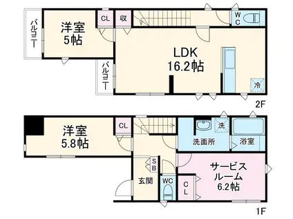 小田急電鉄小田原線 小田急相模原駅 徒歩14分 2階建 築3年(2SLDK)の間取り写真
