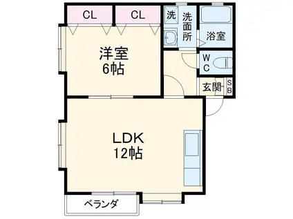 フローラルA(1LDK/2階)の間取り写真