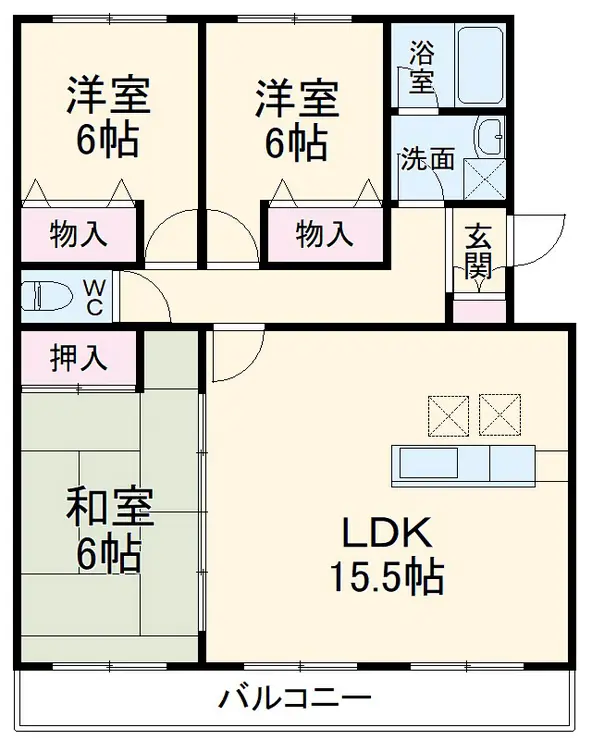 グリーンヒル藤が丘C 2階階 間取り