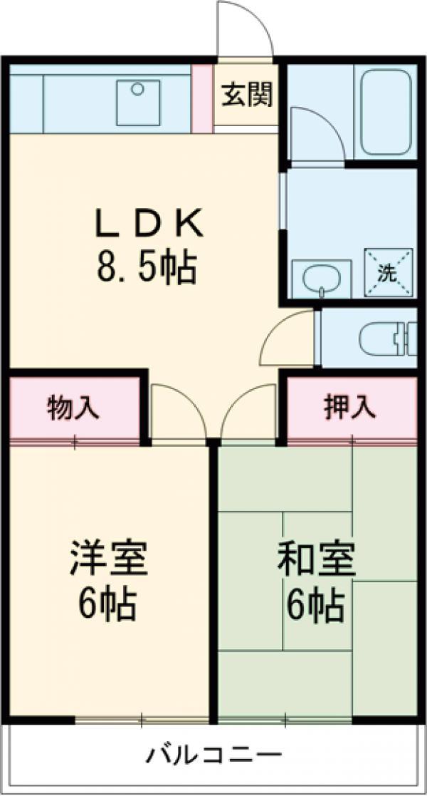 メゾンド・タイガー(2LDK/2階)の間取り写真