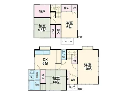 横浜線 橋本駅(神奈川) 徒歩15分 2階建 築48年(4SLDK)の間取り写真