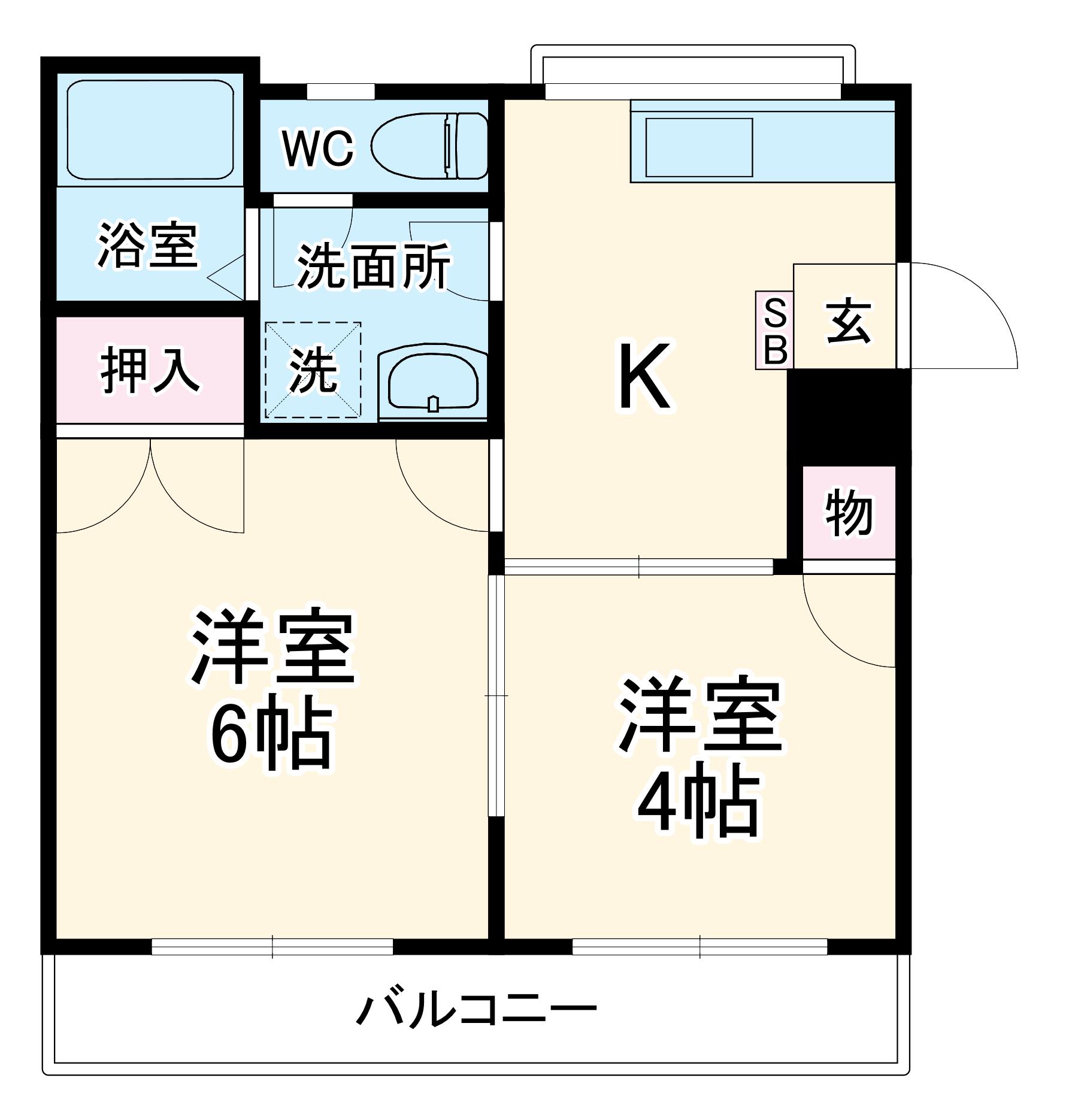 ハイツ豊中(2K/1階)の間取り写真