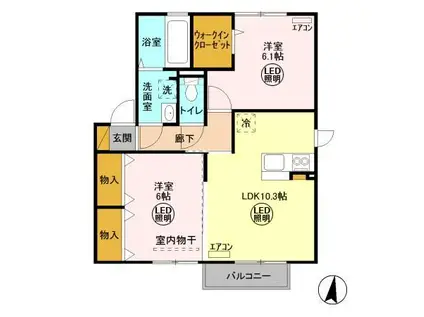 グランマーレ G棟(2LDK/1階)の間取り写真