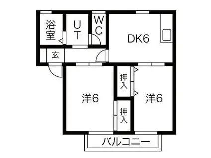エトワールⅡ(2DK/1階)の間取り写真