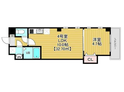 THE CENTRAL HONCHIBA(1LDK/4階)の間取り写真