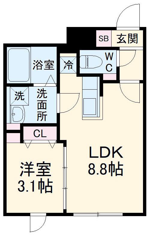 QUADOR神宮西(1LDK/4階)の間取り写真