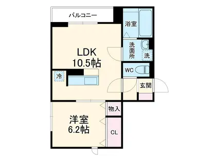 アヴァンス伊勢野(1LDK/2階)の間取り写真