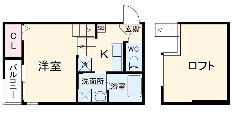 ハーモニーテラス長筬町5(1K/2階)の間取り写真