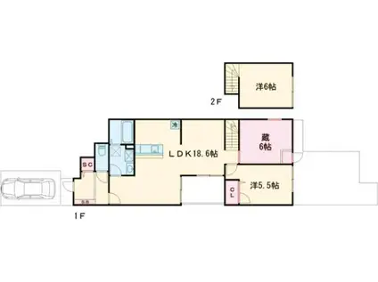 阪急電鉄京都線 桂駅 徒歩7分 2階建 築2年(2SLDK)の間取り写真