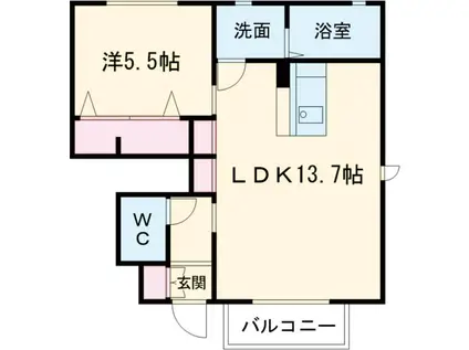 エム・スクエア(1LDK/1階)の間取り写真