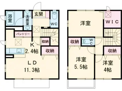 東北本線 自治医大駅 徒歩16分 2階建 築2年(3LDK)の間取り写真