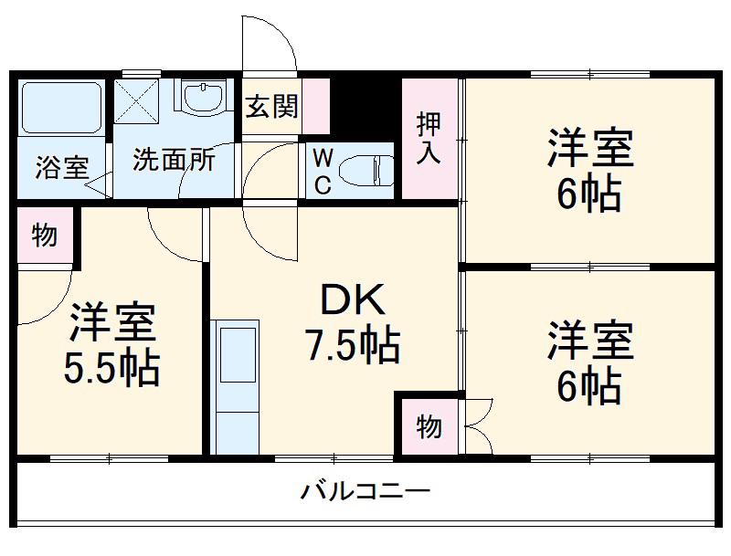 コーポ一の森(3DK/2階)の間取り写真